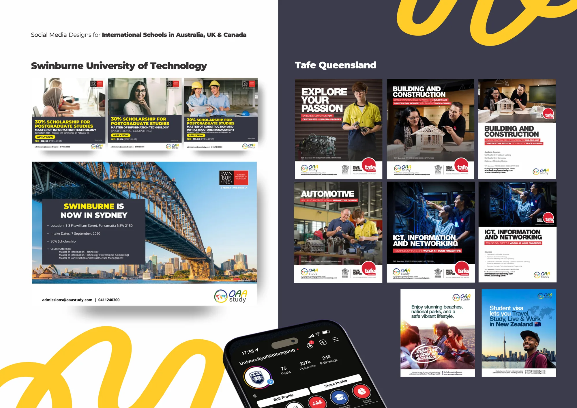Swinburne & TAFE Queensland: Study-abroad campaigns · via OAA Study